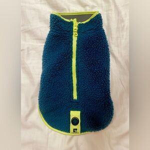 Blue Fleece Dog Vest with Neon Accents
